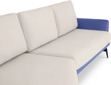 Диван Ispani угловой левый ОГОГО (арт.799383), (Ткань,Экокожа/Синий,Белый)