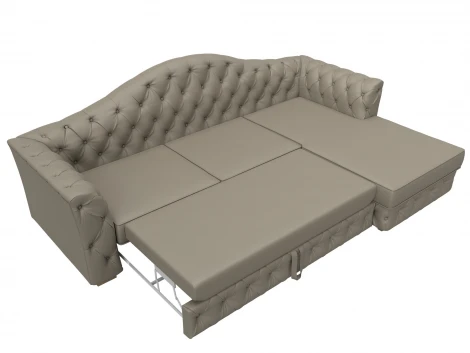 Диван угловой Артис правый угол (Брус,Рейка/Пластик/Экокожа/Бежевый) Лига Диванов 128029