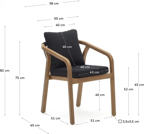 Malaret Стул из массива эвкалипта и черного шнура La Forma (ex Julia Grup) арт.157077