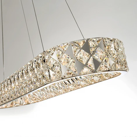 Подвесная люстра светодиодная хрустальная с пультом с регулировкой цветовой температуры Modelux ML.335.900.300 CR
