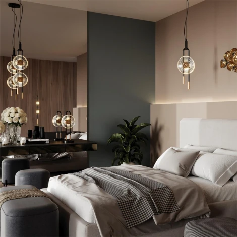 Подвесной светильник Odeon Light Magnet 5407/23L черный/золотой/металл/стекло LED 23W 3000K 1940Лм (220V, на проводе, круглые)