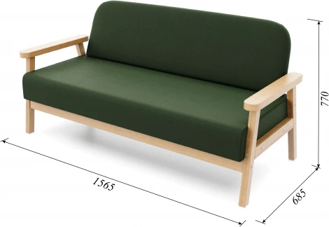 Диван Arsko прямой Флори М береза велюр зеленый