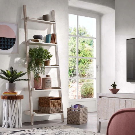 Журнальный стол La Forma (ex Julia Grup) Drom (Белый/ Тик,Альбиция,Дерево)