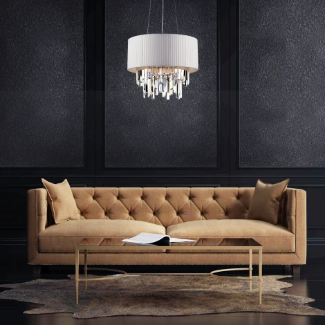 Подвесная люстра Wi-Fi Eurosvet Amantea 10122/6 хром/прозрачный хрусталь Strotskis Smart (10106/6) (220V, управление смартфоном, голосовое управление, умный дом - Minimir Home, Алиса, Маруся, Салют, на тросе, круглые)