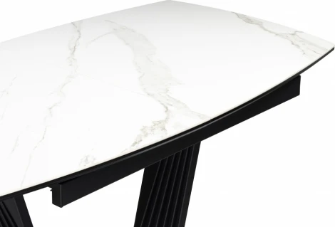 Керамический стол Notta Вейл 140(180)х80 белый мрамор snow white / черный арт.614248