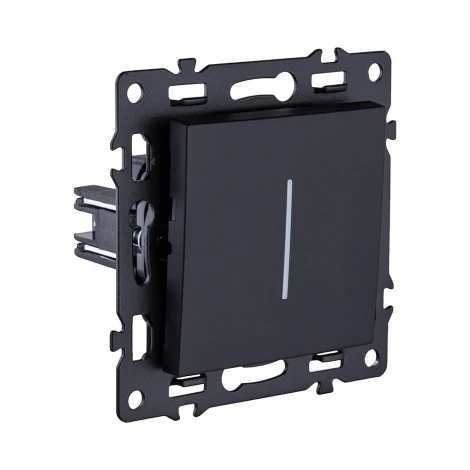 Выключатель 1-клавишный 10А/250В с LED подсветкой, черный Kollinger Asthetik AS-007BK