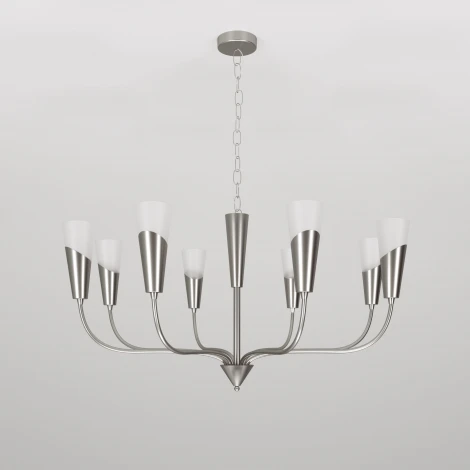 Подвесная люстра Wi-Fi Eurosvet Rhyton 60167/8 никель (220V, управление смартфоном, голосовое управление, умный дом - Minimir Home, Алиса, Маруся, Салют, на цепи)