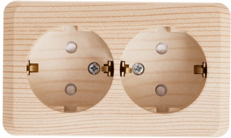 Розетка накладная двойная с заземлением и шторками (сосна) Systeme Electric Этюд PA16-008D