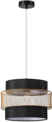 Подвесной светильник Lumion Animaisa 8003/1A черный/черный, золотой металл/металл, текстиль Е27 60W 220V (на проводе, круглые)