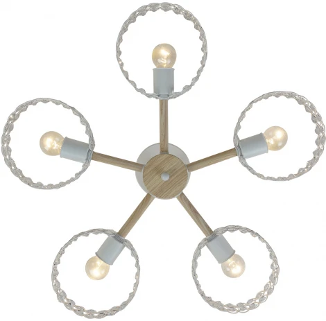 Потолочная люстра на штанге Escada Banjo 679/5P White 5х60Вт Е27, металл/хрусталь, белый/дерево