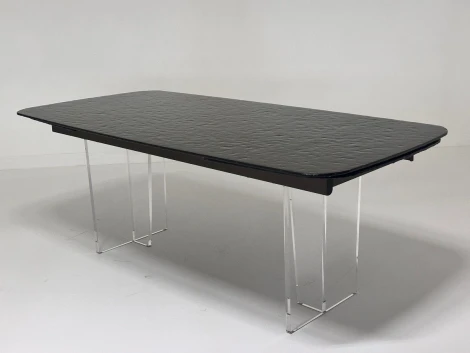 Стол ЛАУРИТЦ (LAURITS) 200 цвет БРОНЗА (GOLDEN), стекло BUBBLE / Прозрачный каркас ®DISAUR M-City 64664