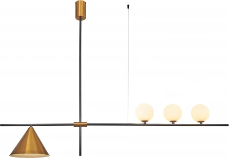 Люстра потолочная на штанге Breve V000027 (12023/4R Brass) (220V, на тросе, шар, асимметрия)