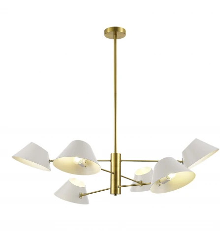 Потолочная люстра на штанге Evoluce Norbi SLE1253-353-06 Латунь/Белый E14 6*60W (220V)
