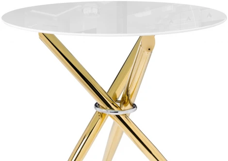 Стеклянный стол Woodville Rock 80х75 white / gold 15550