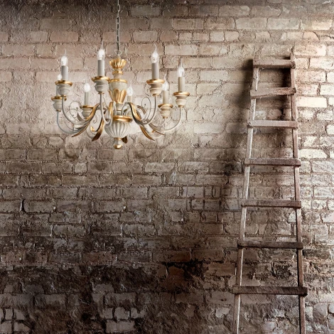 Подвесная люстра Ideal Lux Firenze SP8 BIANCO ANTICO
