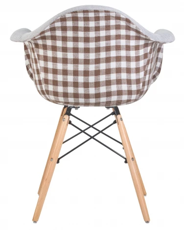 Стул обеденный DAW MONICA (ножки светлый бук, сиденье 009 коричневая клетка, бежевая ткань)