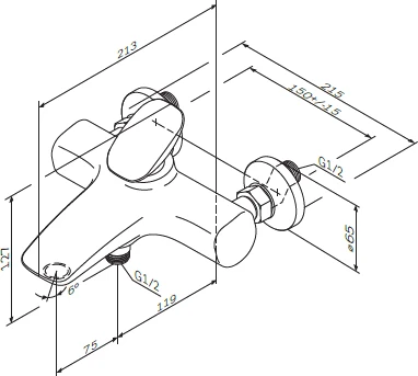 Смеситель Am.Pm Spirit V2.0 F70A10000 для ванны с душем