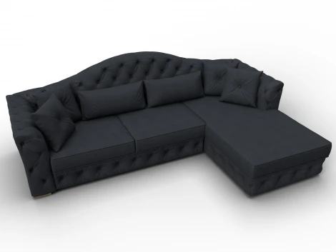 Диван угловой Артис правый угол (Брус,Рейка,Замша/Темно-серый) Лига Диванов 128038