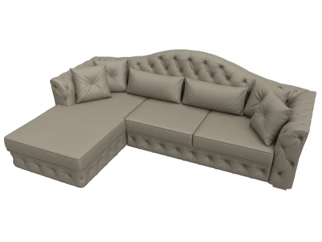 Диван угловой Артис левый угол (Брус,Рейка/Пластик/Экокожа/Бежевый) Лига Диванов 128029L