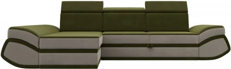 Диван угловой Лига-032 левый угол (Зеленый,Бежевый/Микровельвет) Лига Диванов арт.121653L