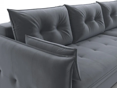 Диван угловой Лига-100 НПБ угол универсальный (ДСП,Фанера/Пластик/Велюр/Серый) Лига Диванов 133681