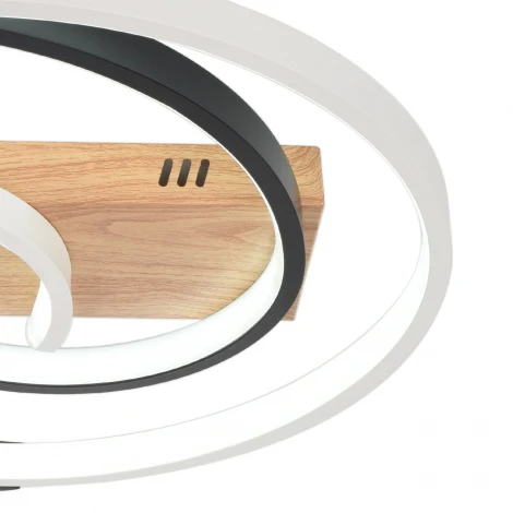 Потолочная люстра светодиодная с пультом (Ночной режим, С таймером) Escada 10265/1LED 67W Black/Wood