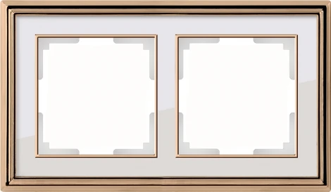Рамка на 2 поста (золото/белый) W0021329 (a051212)