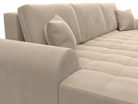 Диван угловой Лига-080 угол левый (ДСП/Пластик/Велюр/Бежевый) Лига Диванов 134745L