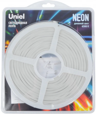 Светодиодная гибкая герметичная лента Neon 5 м. Neon ULS-N01-2835-120LED/m-6mm-IP67-DC12V-9W/m-5M-6500K блистер