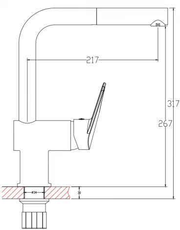Смеситель 1 Orange Flipo M23-009cr для кухонной мойки