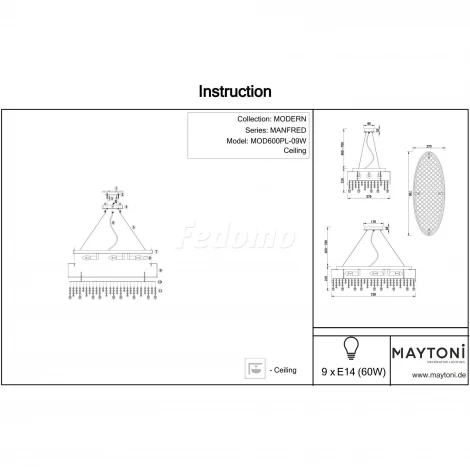 Подвесной светильник Maytoni Manfred MOD600PL-09W