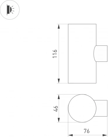 Светильник уличный настенный LGD-RAY-WALL-TWIN-R46-2x3W Warm3000 (GR, 24 deg, 230V) (Arlight, IP65 Металл) 033306(1) (LED)