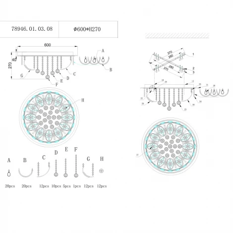 Потолочная люстра Wedo Light Darius 78946.01.03.08