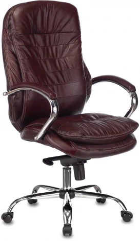 Кресло руководителя Бюрократ T-9950 коричневый кожа крестовина металл хром