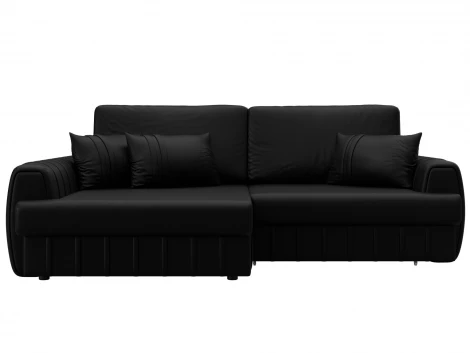 Диван угловой Лига-057 НПБ угол левый (ЛДСП,Брус,Фанера/Пластик/Экокожа/Черный) Лига Диванов 130034L