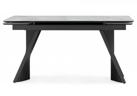 Кухонный стол Notta Вейв 140(200)х80 кристл белый мрамор / черный