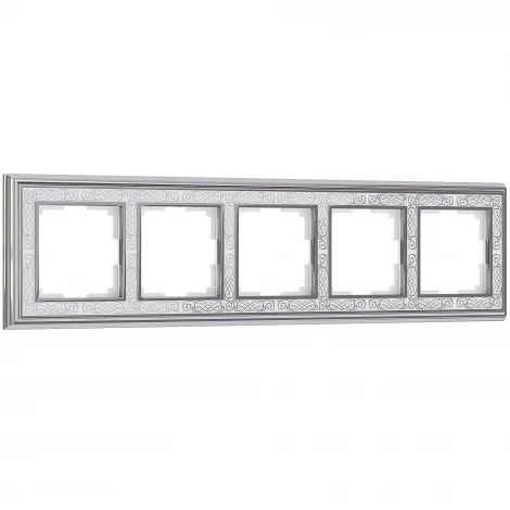 Рамка на 5 постов (хром/белый) W0051431 (a051327)