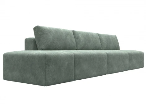 Диван прямой модульный с пуфом Лига-060 НПБ Лонг (ЛДСП,Брус,Фанера/Пластик/Велюр/Зеленый) Лига Диванов 129490
