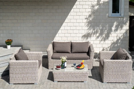 Лаунж-зона из искусственного ротанга, цвет бежевый 4SIS Капучино Сингл KSS2C2T-4-SET beige