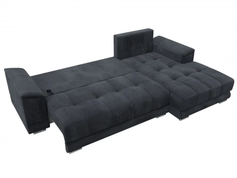 Диван угловой НордСтар правый угол (ДСП,Брус/Пластик/Велюр/Темно-серый) Лига Диванов 127943