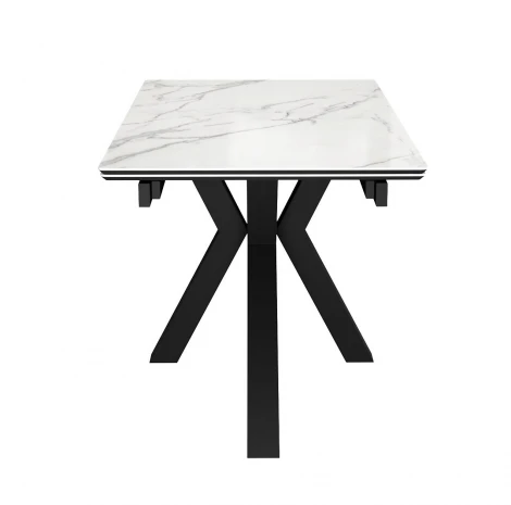 Стол DikLine SFE160 Керамика Tianshan White (белый полуглянец)/подстолье черное/опоры черные (2 уп.) арт.00-00074488