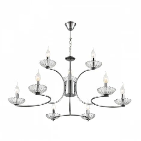 Подвесная люстра ярусная Lumion Lolina 8155/9 хром, металл/стекло Е14 9*40W 220V (на цепи, подсвечник, свеча)