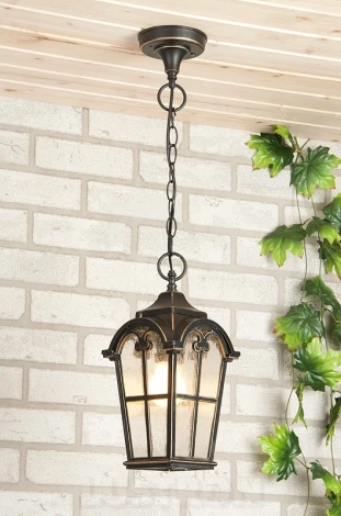 Уличный светильник подвесной Elektrostandard Mira H черное золото (220V, на цепи, IP44)