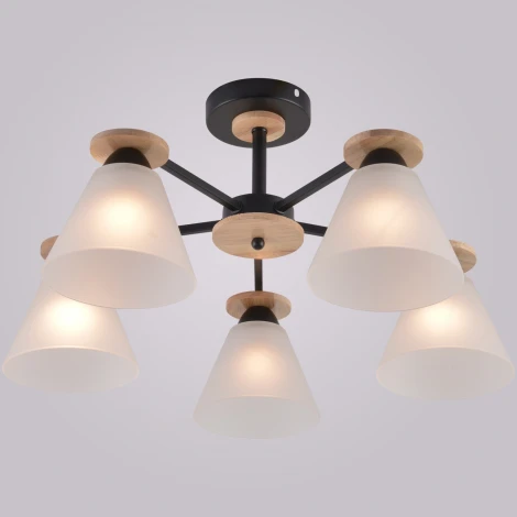 Потолочная люстра на штанге Reluce 01625-0.3-05 BK+WOOD (220V)