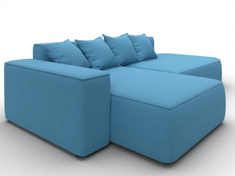 Диван угловой Лига-065 угол левый (ДСП/Пластик/Рогожка/Голубой) Лига Диванов 129800L