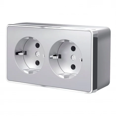 Розетка двойная с заземлением Gallant (серебряный) Werkel W5072106 (a052776)