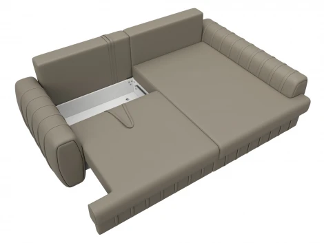 Диван угловой Лига-057 НПБ угол правый (ЛДСП,Брус,Фанера/Пластик/Экокожа/Бежевый) Лига Диванов 130032