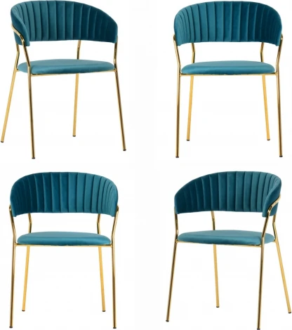 Комплект из 4-х стульев Turin бирюзовый с золотыми ножками Bradexhome арт.FR 0160K