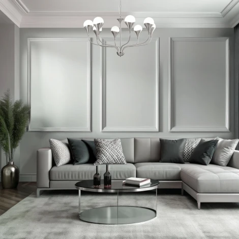 Подвесная люстра Wi-Fi Eurosvet Calyx 60169/8 никель (220V, управление смартфоном, голосовое управление, умный дом - Minimir Home, Алиса, Маруся, Салют, на цепи, шарики)