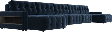 Диван п-образный с полками Лига-053 НПБ МегаЛонг Лига Диванов (Велюр) арт.129016